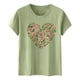 thumbnail image 4 of Primavera Top Mujeres de Moda de Cuello Redondo con Patrones de Corazón de Manga Corta Camiseta Top para Uso Diario Y de Fiesta, 4 of 5