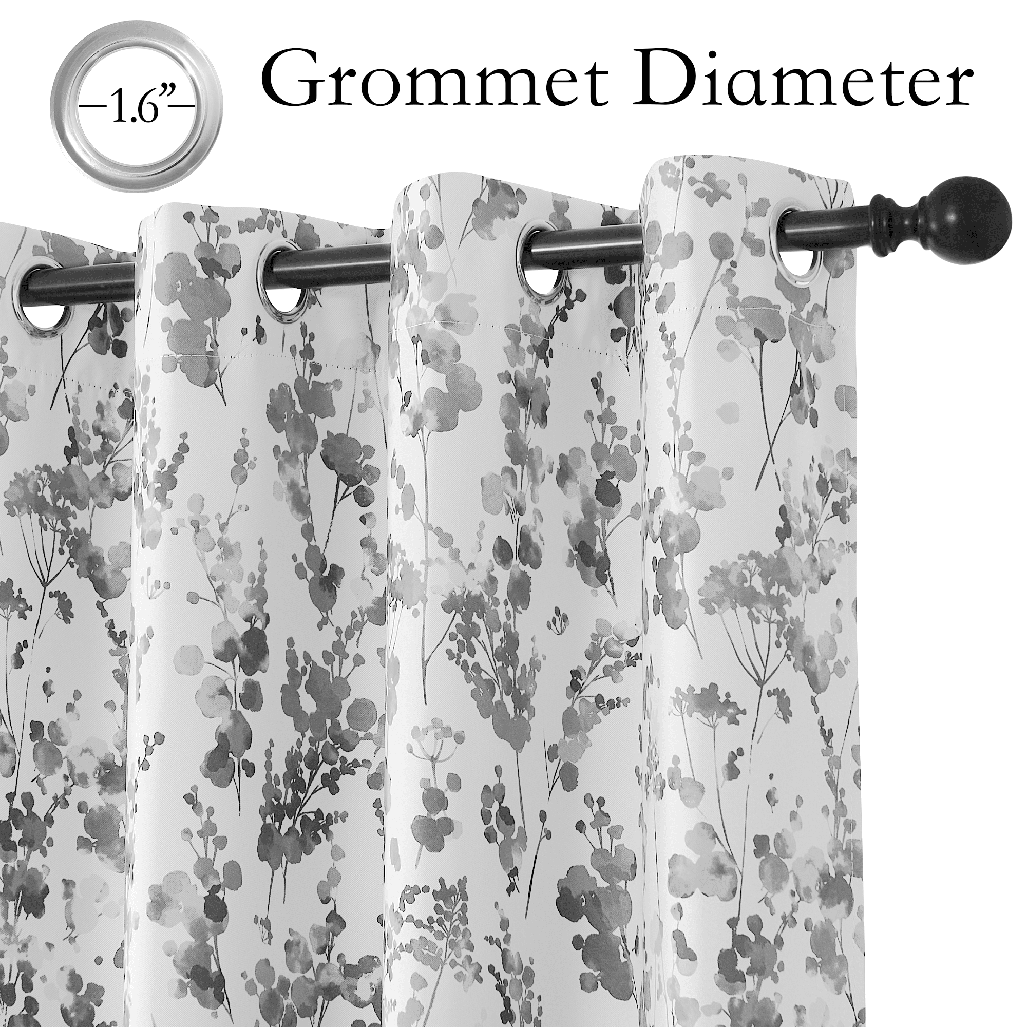 NICETOWN Blackout Curtains for Kitchen, Watercolor Dots Painting Light Blocking Curtains Thermal Insulated Privacy Drapes for Bedroom, Grey, 52"x63", 2 Panels