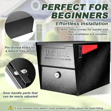 Hykolity Locking Mailbox Curbside Security Mailbox with Combination Lock Post Mount Lockable Mailbox with Reflective Numbers Black Large 21 in D x 1075 in W x 1125 in H