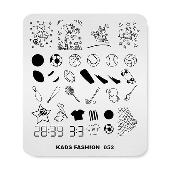 Rolabling Placa de estampado de uñas Moda Deporte Fútbol Béisbol Hockey Tema Patrón múltiple Sello Imprimir Imagen Plantilla de sello Arte de uñas para diseño de uñas