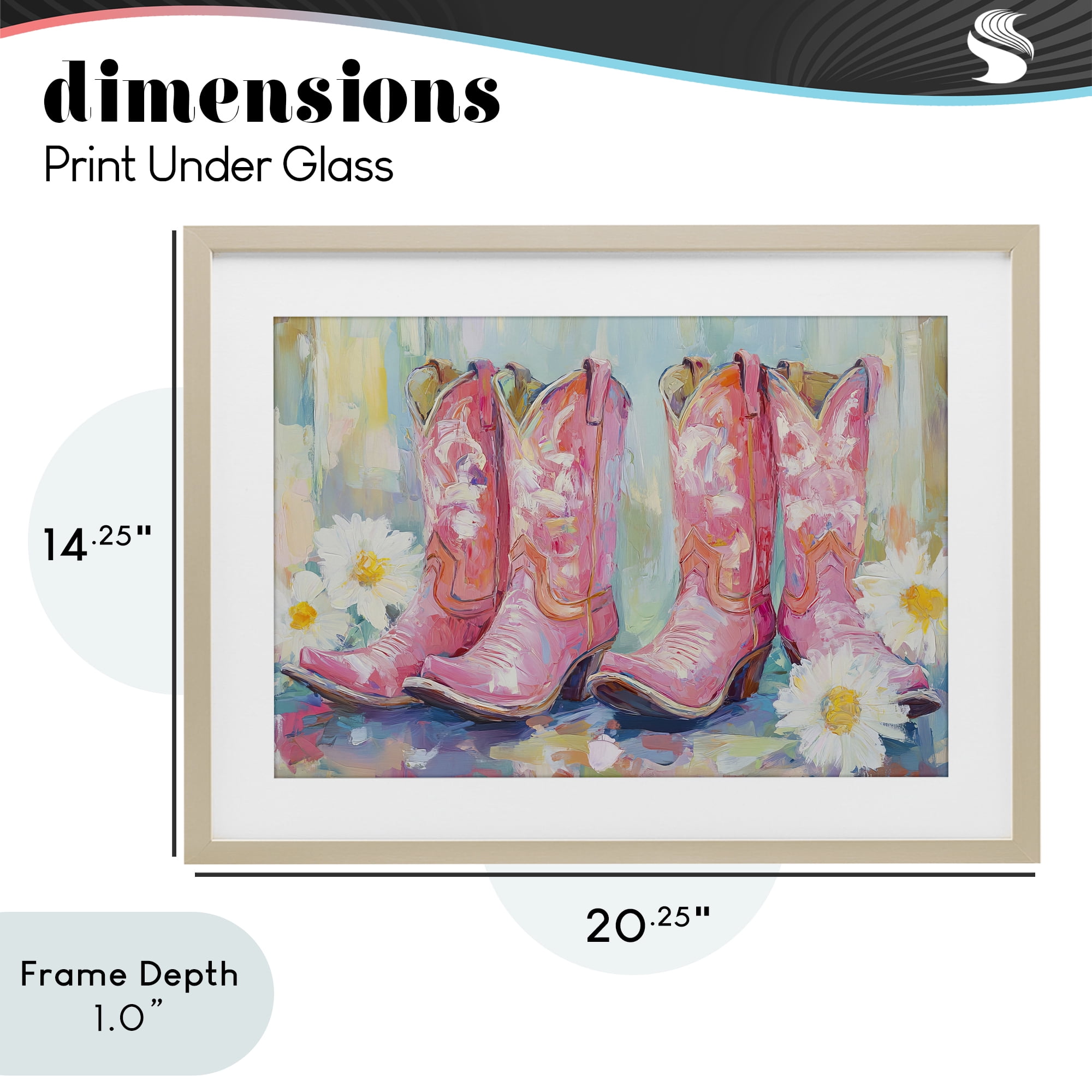 Stupell Industries Pink Cowgirl Boots Pairs Birch Framed Print Under Glass, design by Tina LeCour