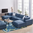 thumbnail image 5 of Modern Contemporary Urban Design Living Room Lounge Club Lobby Sectional Sofa Set, Fabric, Navy Blue, 5 of 8