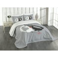 thumbnail image 3 of Ambesonne Cat Quilted Bedspread Set 3 Pcs, Couple Fishbone, King Size, Black White Grey, 3 of 5
