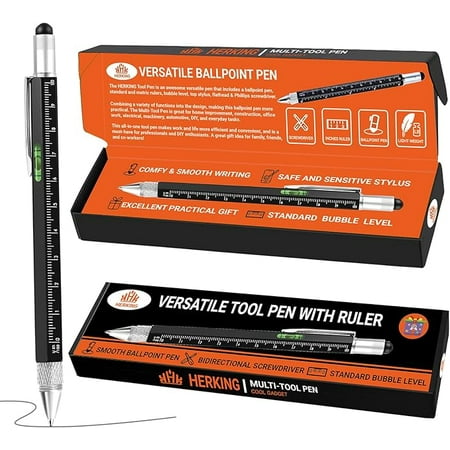 HERKING Gifts for Men Multitool Pen Mens Birthday Gifts Gifts for Dad Husband Who Wants Nothing Dad Gifts for Him Grandpa White Elephant Gifts for Adults