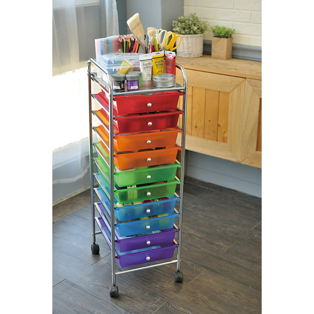 10 Drawer Metal Craft Storage Rainbow, Metal Storage Cart With Drawers