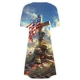 thumbnail image 5 of Womens American Flag Dress 4Th of July Patriotic Shirt Elastic High Waist Mid Dress Round Neck Short Sleeve Sundress Usa Flag Star Printed Dresses Summer Beach Vacation Sun-Dress, 5 of 5