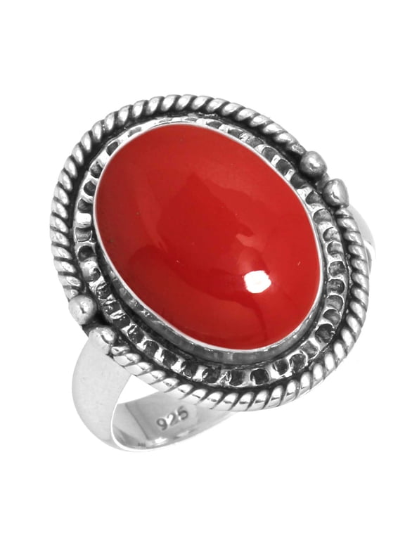 925 Sterling Silver Ring For Women - Men Red Stone Gemstone Silver Ring Size 8.5 October Birthstone Hand Made Silver Ring Size 8.5 Valentine's Day Gift For Women Gemstone 925 Silver Jewelry