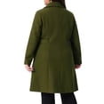 thumbnail image 3 of GRACE & GRANDEUR Women's Plus Size Winter Coats Single Breasted Jackets Long Trench Coats 2X Army Green, 3 of 5