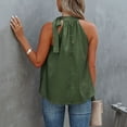 thumbnail image 5 of Summer Saving Wycnly Womens Tank Tops Lightweight Loose Flowy Swing off Shoulder Vest Tops Summer Fashion Leopard Print Halter Sleeveless Shirts Blouse Army Green XL, 5 of 7