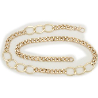 Women Gold Metal Chain Link Silver Mesh Fabric Beads Skinny  display picture 1