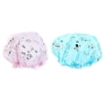 thumbnail image 1 of 2PCS Shower Cap Waterproof Elastic Double Layers Bath Cap Shower Hat for Women, 1 of 10