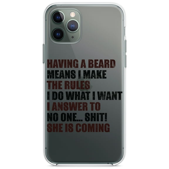 DistinctInk Clear Shockproof Hybrid Case for iPhone 13 Pro MAX (6.7" Screen) - TPU Bumper Acrylic Back Tempered Glass Screen Protector - Beard - I Make the Rules, Do What I Want