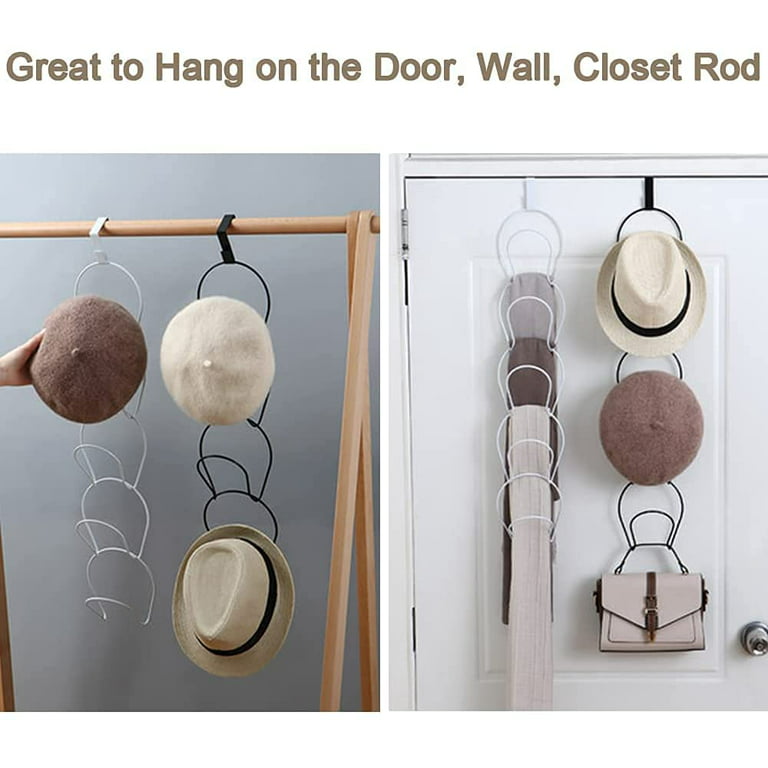 Conditiclusy Hat Rack, Hanging Wigs Rack Baseball Caps Rack Hat Organizer  for Door, Wall, Closet, Bathroom,5pcs (White) 