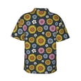 thumbnail image 3 of Uemuo Colorful Sunflowers Printed Regular Fit Short Sleeve Casual Hawaiian Shirt for Men,Aloha shirt,Tropical shirt,Floral print shirt,Vacation Beach shirt-, 3 of 9