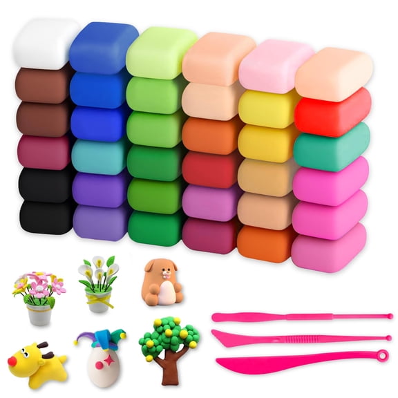 36 Colors Air Dry Clay,Modeling Clay for Kids DIY Starter Kits,Non-Sticky,with Sculpting Tools,Great Gift for Children,Adults and Artists