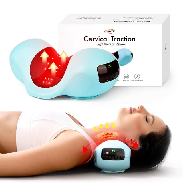 Almohada de tracción para el cuello USUIE con terapia de luz roja para aliviar el dolor de cuello