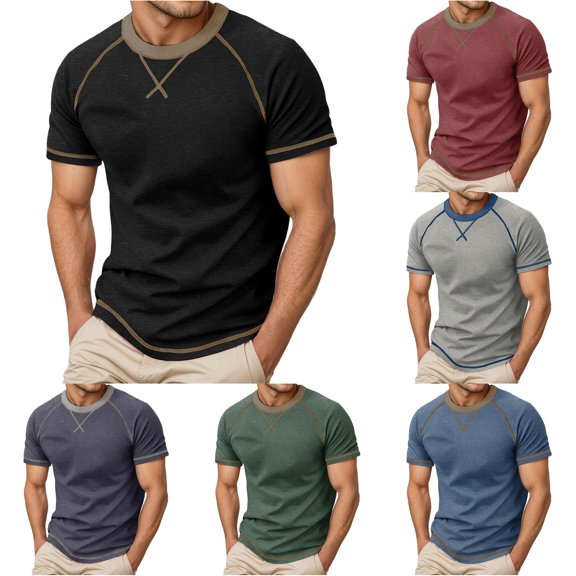 NinXxx Men's Crew Neck Short Sleeve Soft Breathable Everyday Comfort Tee Black XL Black XL
