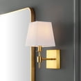 thumbnail image 2 of SAFAVIEH Clauren LED Brass Gold Iron Wall Sconce with White Cotton Shade, Set of 2, 2 of 10