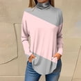 thumbnail image 2 of FAIWAD Womens Turtleneck Tunic Tops Long Sleeve Color Block Pullover Tops Casual Loose Trendy Tops, 2 of 3