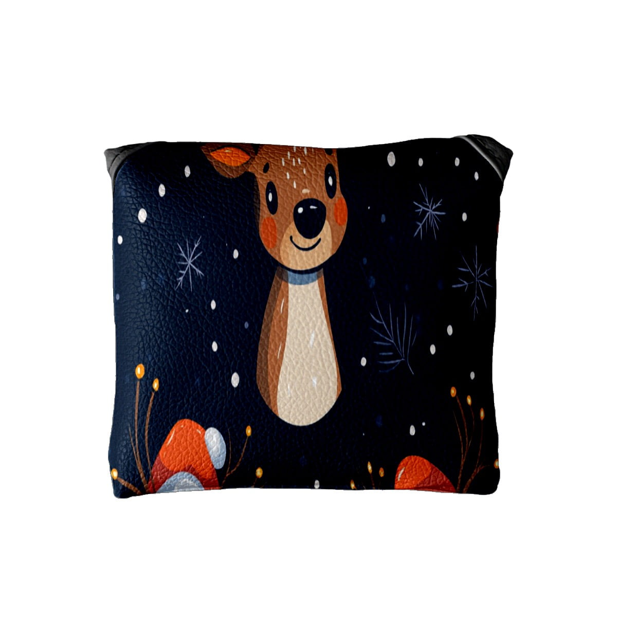 Golf Mallet Putter Cover Premium Leather Waterproof Golf Putter Head Cover with Magnetic Closure Cute Elk