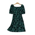 thumbnail image 2 of VONDA Women V-Neck Puff Sleeve Floral Printed Vintage Mini Dress, 2 of 5
