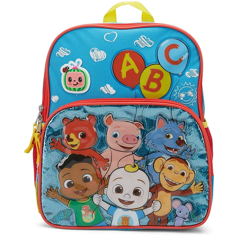 Cocomelon JJ's Kids Backpack with ABC Song Sound Chip for Boys and Girls,  Pre-school Toddler Travel Bag with Padded Back and Adjustable Straps,