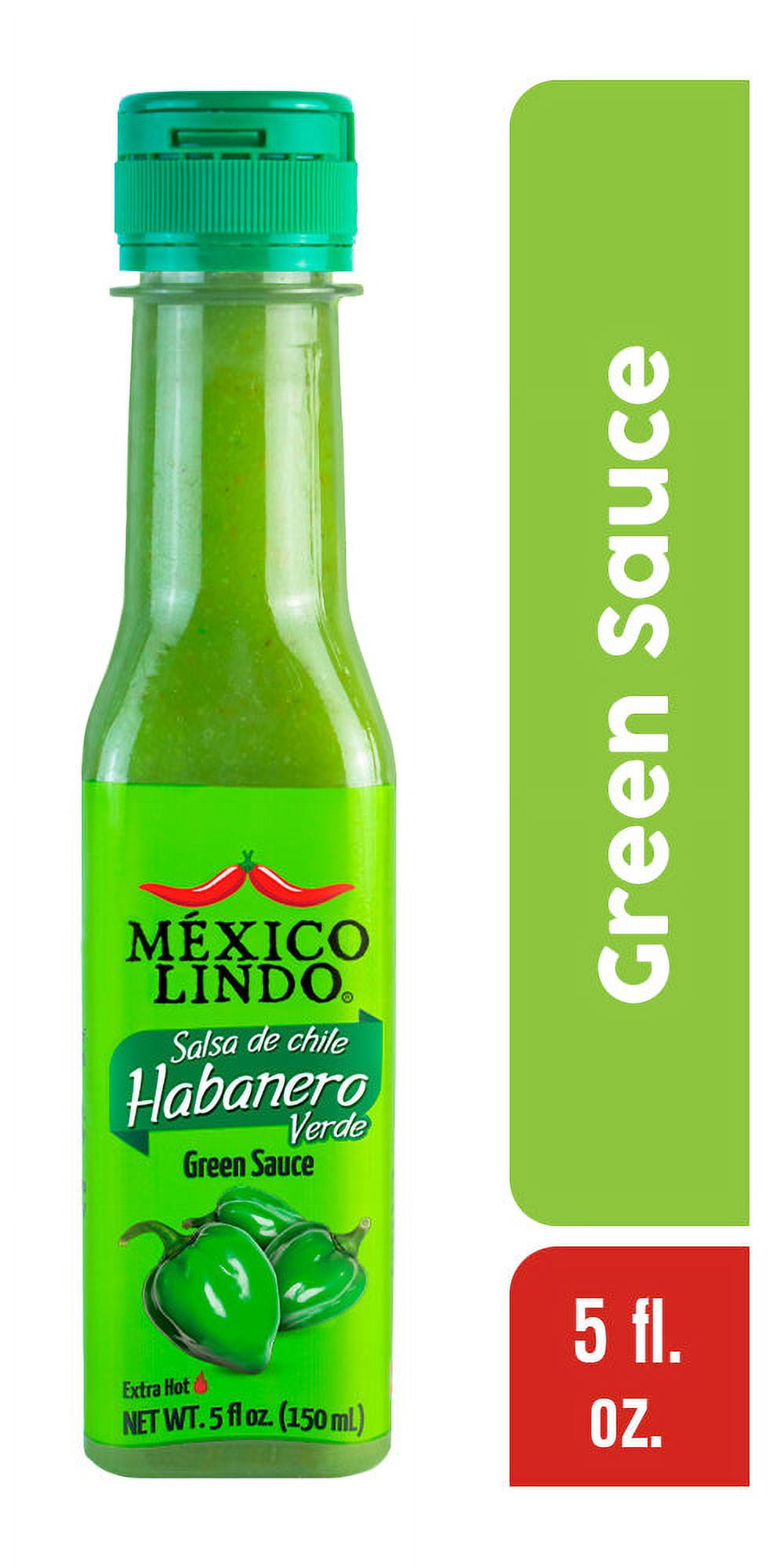 Mexico Lindo Habanero Hot Sauce Green, 12-Pack, 5 oz