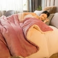 thumbnail image 3 of Manta de lana para abrigarse, manta de cama de invierno, funda de edredón de doble cara tamaño queen, funda de cama doble para acampar, colcha para la cama, 3 of 5