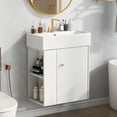 thumbnail image 1 of OUDOSPRS Modern Floating Bathroom Vanity with Ceramic Basin, 21.6 Inch, Left Side Storage, Contemporary Style, 1 of 9