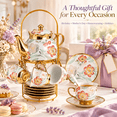 thumbnail image 5 of &nbsp;HDUTNGISN 20Pcs European Porcelain Tea Set,Saucers with Metal Holderfor Women,Flower Tea Set,Light green, 5 of 13