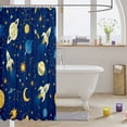 thumbnail image 3 of Manfei Cartoon Space Rockets Shower Curtain 72Wx78L,Cute Ringed Planets Bath Curtain,Blue Yellow, 3 of 5
