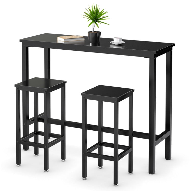 Finihen Dining Set, Dining Table Set, 3 Pieces Counter Height Bar Furniture Set with Backless Stools-Black, for Home, Restaurant, Black Finihen Dining Set, Dining Table Set, 3 Pieces Counter Height Bar Furniture Set with Backless Stools-Black, for Home, Restaurant, Black