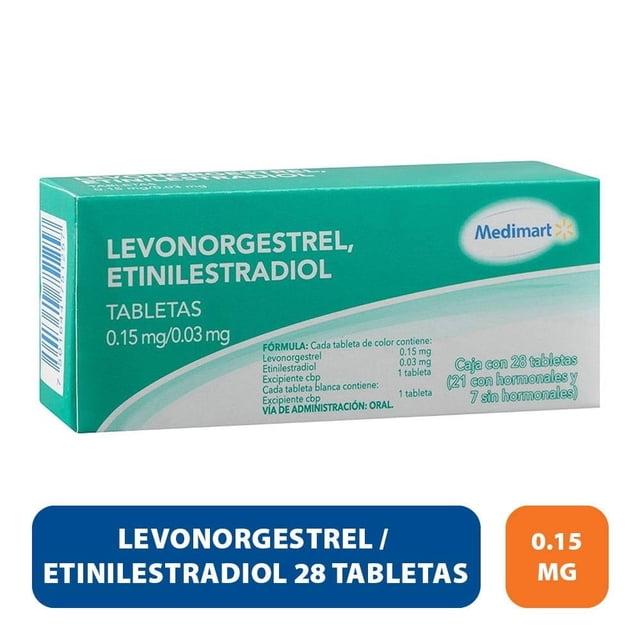 Levonorgestrel, Etinilestradiol Medimart 0.15 mg / 0.03 mg 28 tabletas
