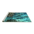 thumbnail image 2 of Ahgly Company Machine Washable Indoor Square Oriental Turquoise Blue Industrial Area Rugs, 3' Square, 2 of 4