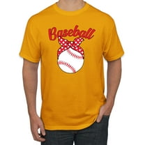 Wild Bobby, Cute Baseball Mom Ribbon Gift, Mother's Day, Men Graphic T-Shirt, Gold, 3XL