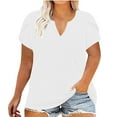 thumbnail image 3 of Fanxing Plus Size Summer Tunics For Women White Short Sleeve Curvy Shirts Loose Fitting Swing Tops for Full-figured Ladies, 3 of 7
