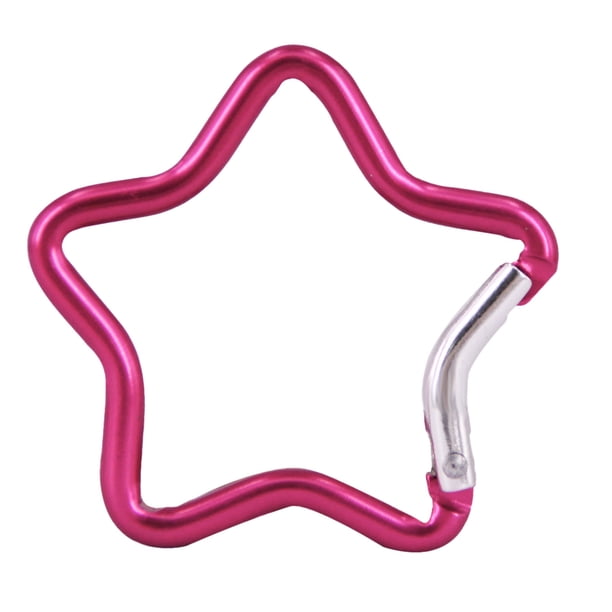 Llaveros con mosquetón de aleación de aluminio con cierre de resorte en forma de estrella para mochilas, acampadas, senderismo y viajes. Almohadilla de goma antideslizante.