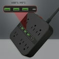 thumbnail image 4 of Rebaja Exclusiva, Tablero de cableado multifuncional para el hogar, de 2500 W, de alta potencia, con 3 puertos USB, 6 enchufes y un botón Akmoler, 4 of 9