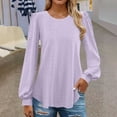 thumbnail image 3 of Aofany Eyelet Blouses for Women Dressy Casual Long Sleeve Shirts Crew Neck Fall Trendy Tops, 3 of 8
