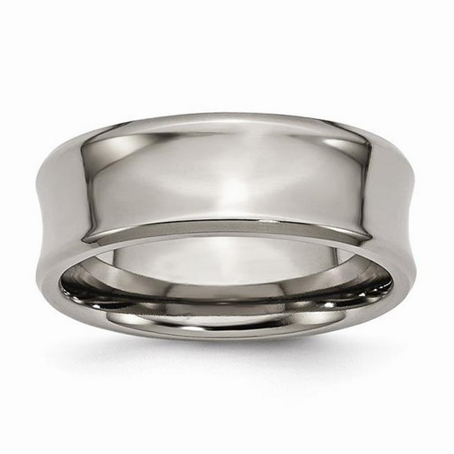 8 mm Titanium Concave Polished & Beveled Edge Band - Size 6