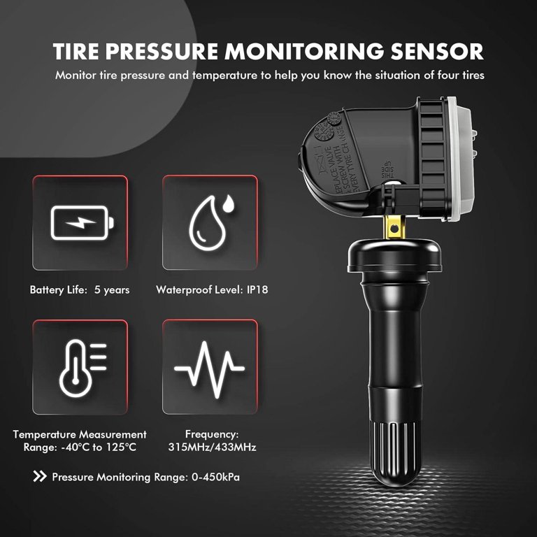 4-Pack TPMS Sensors For Ford/Lincoln Vehicles – 315MHz Pre-Programmed Tire Pressure Monitor Replacement