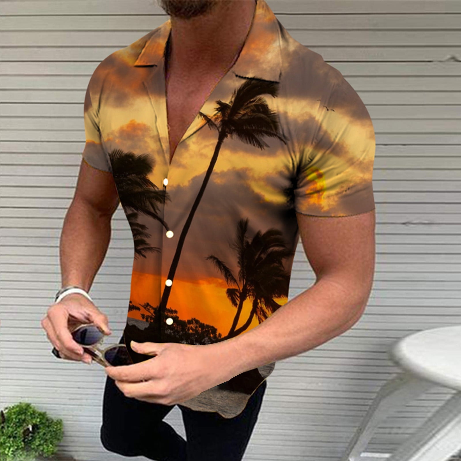 Hawaiian Shirt for Men Mens Summer Hawaiian Shirts Short Sleeve Casual Button Down Aloha Beach Shirts Flowers 