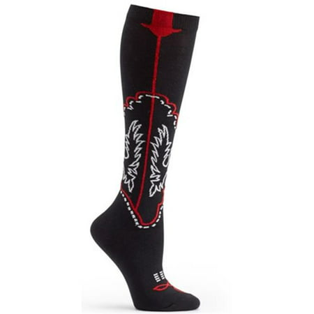 Cowboy Boots Knee High Sock - Black, One Size