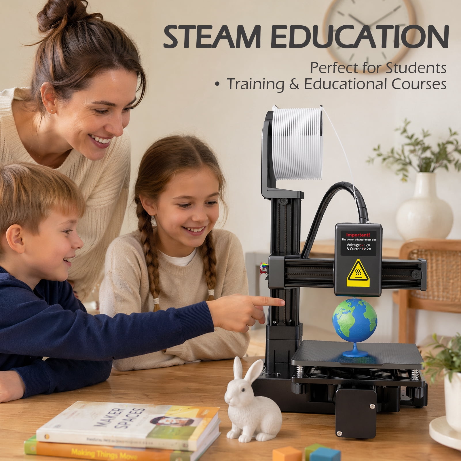 EasyThreed Mini 3D Printer with Removable Build Plate,100x100x100mm Build Volume, for Beginners, Kids Toys