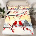 thumbnail image 2 of Manfei Merry Christmas Full Size Sheets,Wild Cardinal Birds Bed Sheets,Rustic Xmas Red Berry Sheet Sets For Men Women,Breathable Home Decor,4pcs, 2 of 7