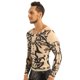 thumbnail image 4 of iEFiEL - Camiseta de manga larga transparente elástica con tatuaje falso para hombre, para culturismo, para Halloween, con efecto mojado, 4 of 5