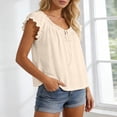thumbnail image 4 of Women's Casual Tie Neck T Shirts Short Sleeve Solid Color Print Basic Vacation Tees 2026 Summer Trendy Tops, 4 of 5