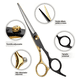 thumbnail image 2 of Tijeras Para Cortar Cabello De Barbero Profesionales 11 Pza Color Negro  Oro, 2 of 8