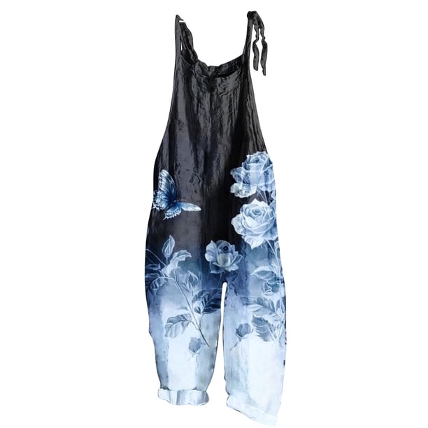 Pantalones Casuales para las Mujeres Imprimir la Moda de Verano sin Mangas Pantalones de Correa sin Espalda, Poliéster Suave Ligero para Ropa de Dormir de Playa Casual