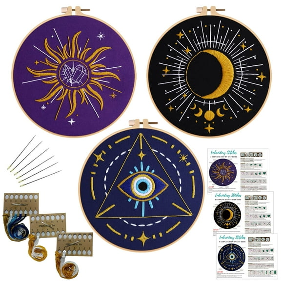Kit de bordado Louise Maelys Tarot 3 con Sun Moon Evil Eye